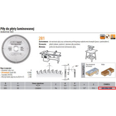 CMT Zāģripa laminētām plāksnē 300x3.2x30mm Z96 a=10° TCG, CMT