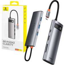 Baseus Hub 7in1 Baseus Gleam, USB-C  to 1x HDMI4K 60Hz + 3x USB3.0 + 1x PD + 1x SD/TF (grey)