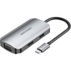 Vention USB-C Docking Station to HDMI, VGA, USB 3.0, PD 0.15m Vention TOAHB, gray