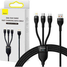 Baseus 3in1 USB cable Baseus Flash II Series, USB-C + micro USB + Lightning, 66W, 1.2m (Black)