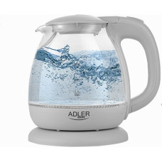 Adler | Kettle | AD 1283G | Standard | 1100 W | 1 L | Plastic/Glass | 360° rotational base | Grey