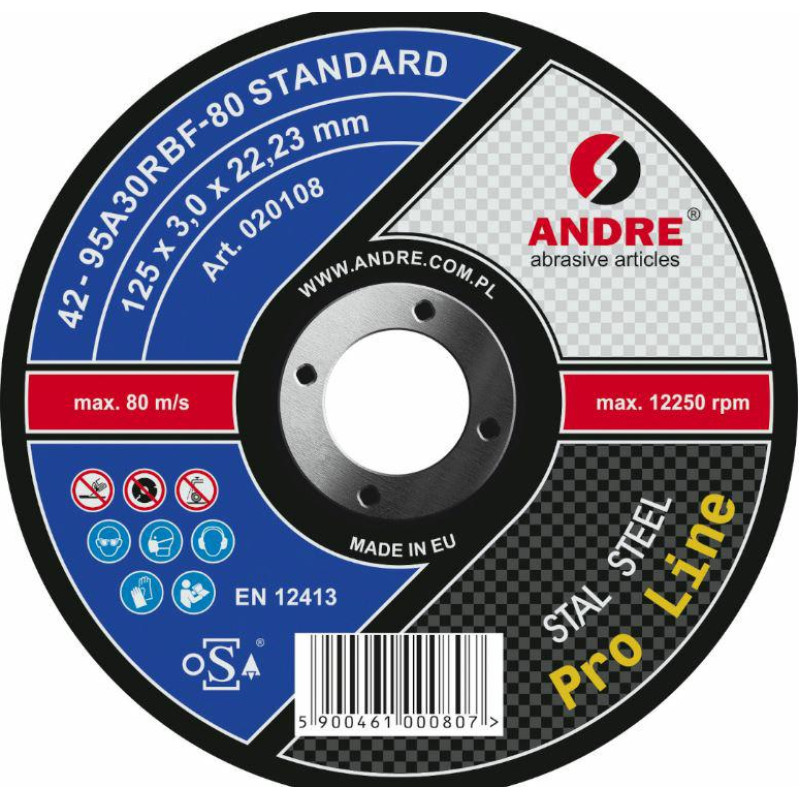 Andre TARCZA DO METALU 125 x 3,0mm STANDARD PRO LINE 95A30RBF