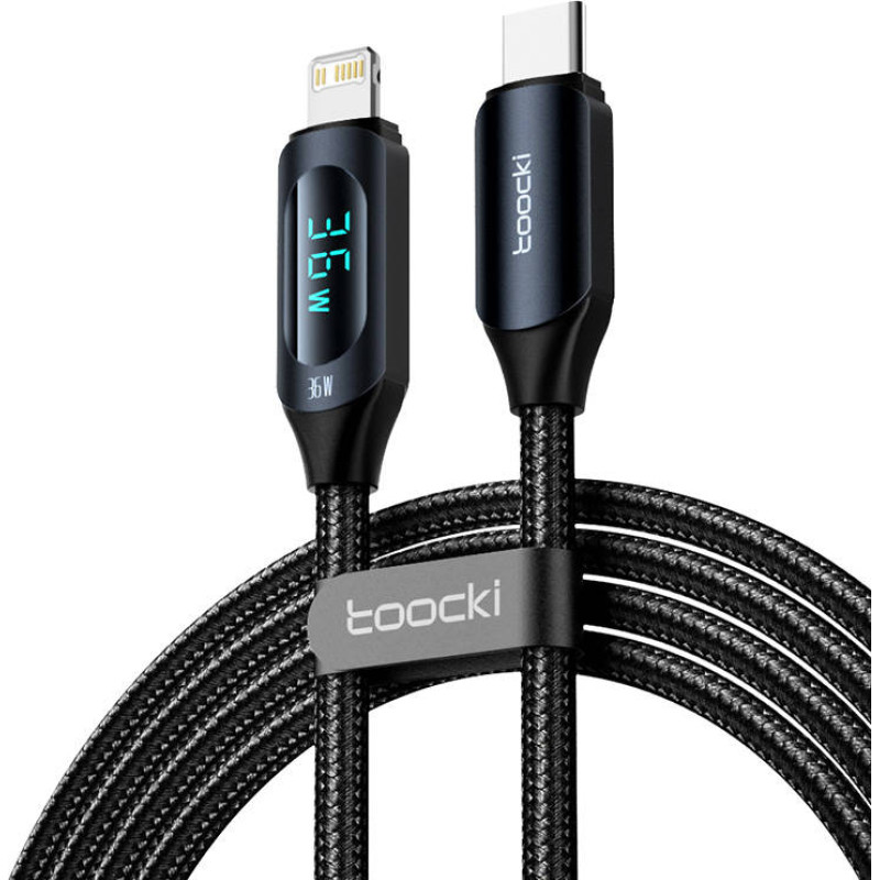 Toocki Charging Cable USB C-L, 1m, 36W (Black)