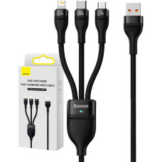 Baseus 3in1 USB cable Baseus Flash Series, USB-C + micro USB + Lightning, 100W, 1.2m (black)