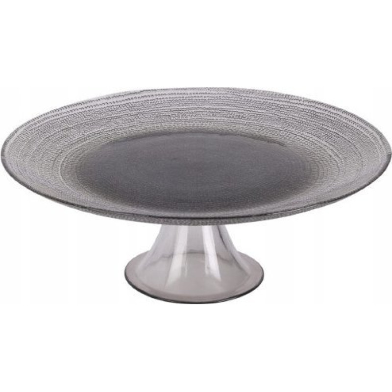 Koopman Patera szklana na nóżce na ciasto elegancka czarna 28 cm
