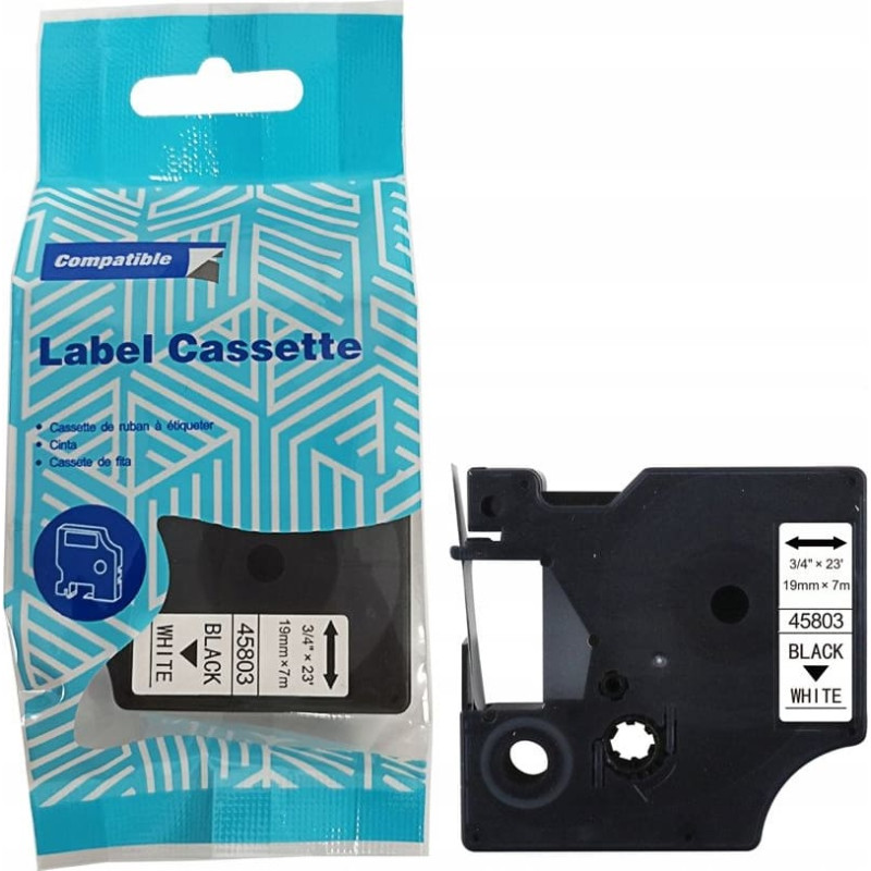 Dymo Taśma DYMO D1 45803 19mm x 7m S0720830 czarny na białym zamiennik