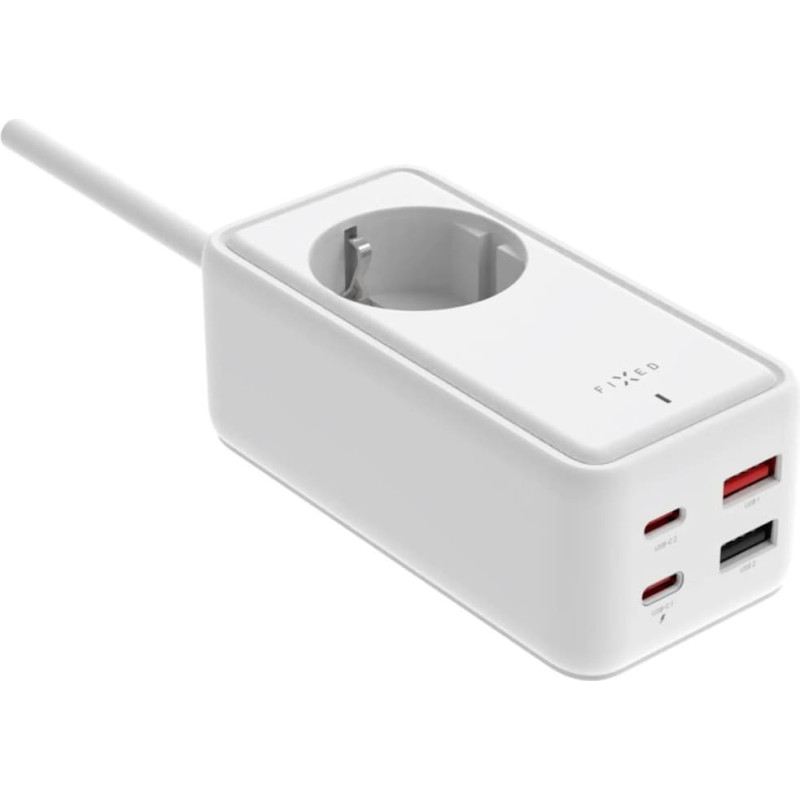 Fixed harging Strip power extension adapter with 2x USB-C and 2x USB, GaN III, 1.5m, PD 65W | FIXCS65-1.5-WH