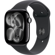 Apple Watch Series 11, Smartwatch black (glossy), aluminum, 46 mm, black sport band S/M, Cellular