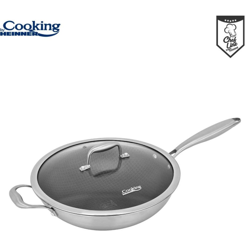 Panna WOK ar vāku nerūsējošā tērauda ar keramikas pārklājumu 4.5L 30x8.5cm HR-MRK-28W HEINNER