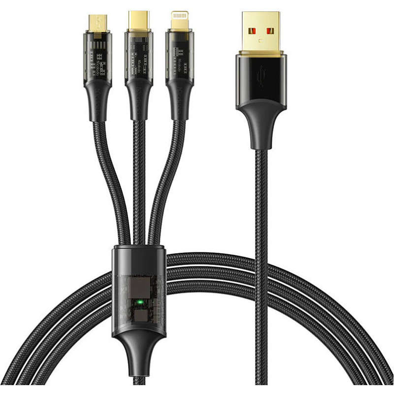 Mcdodo 3in1 USB to USB-C / Lightning / Micro USB Cable, Mcdodo CA-3330, 1.2m (Black)