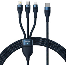 Baseus 3in1 USB cable Baseus Flash Series 2, USB-C + micro USB + Lightning, 100W, 1.5m (blue)