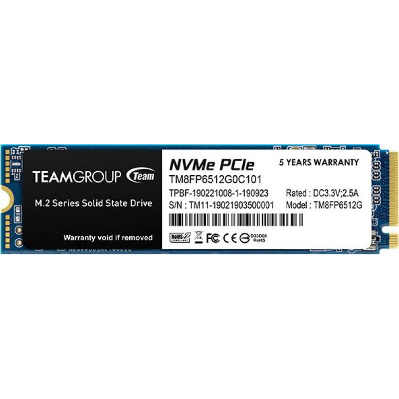 Teamgroup SSD TeamGroup MP33 512GB M.2 2280 PCI-E x4 Gen3 NVMe (TM8FP6512G0C101)