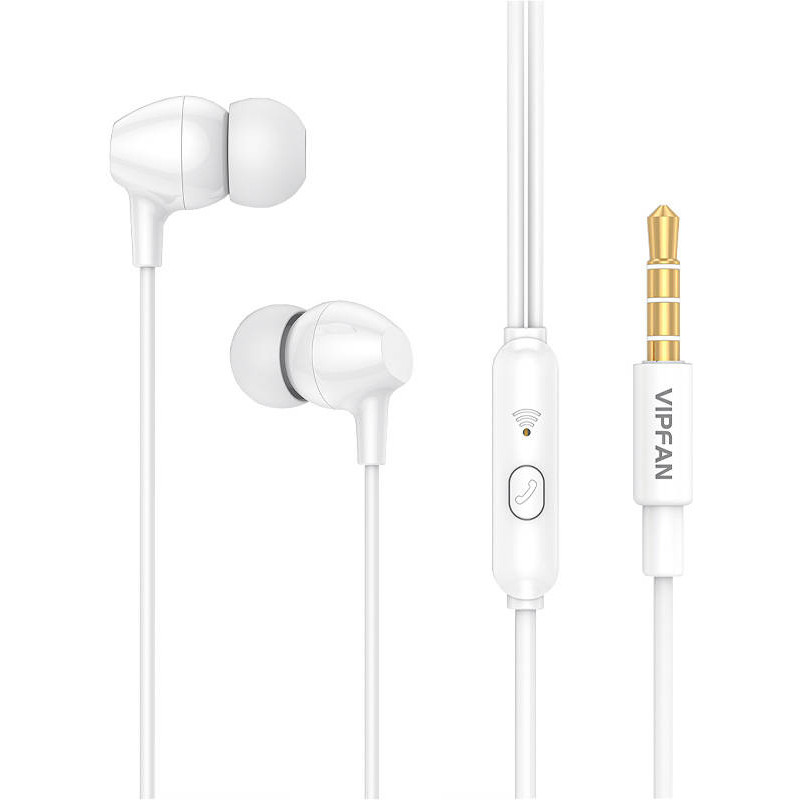 Vipfan Wired in-ear headphones VFAN M16, 3.5mm jack, 1m (white)