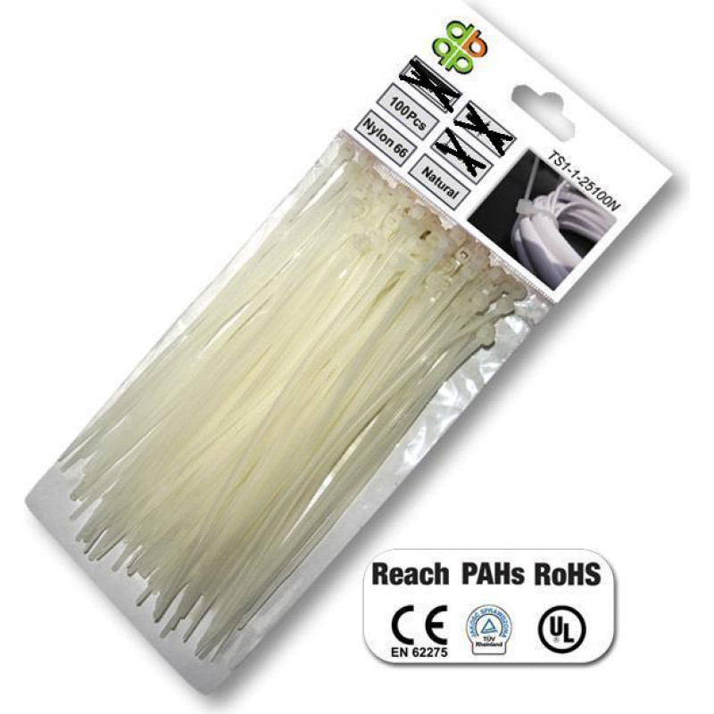 Bradas OPASKA PLASTIKOWA BIAŁA  4,8 x 300mm 100szt.