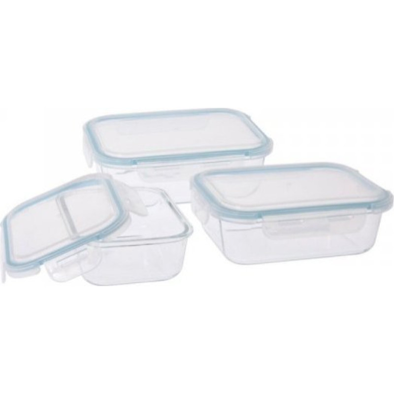 Bigbuy Home Set Pojemników na Lunch Szkło polipropylen 3 Części