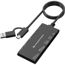 Conceptronic BIAN10B kar&scaron;u lasītājs USB 3.2 Gen 1 (3.1 Gen 1) Type-A/Type-C Melns