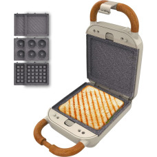 Cecotec Sandwich Maker | Rock'nToast Retro One Beige | 700 W | Number of plates 3 | Beige