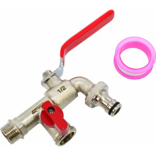 Awtools AW DOUBLE GARDEN LEVER TAP 1/2" GZ 2x3/4"/ BRASS NICKEL-PLATED