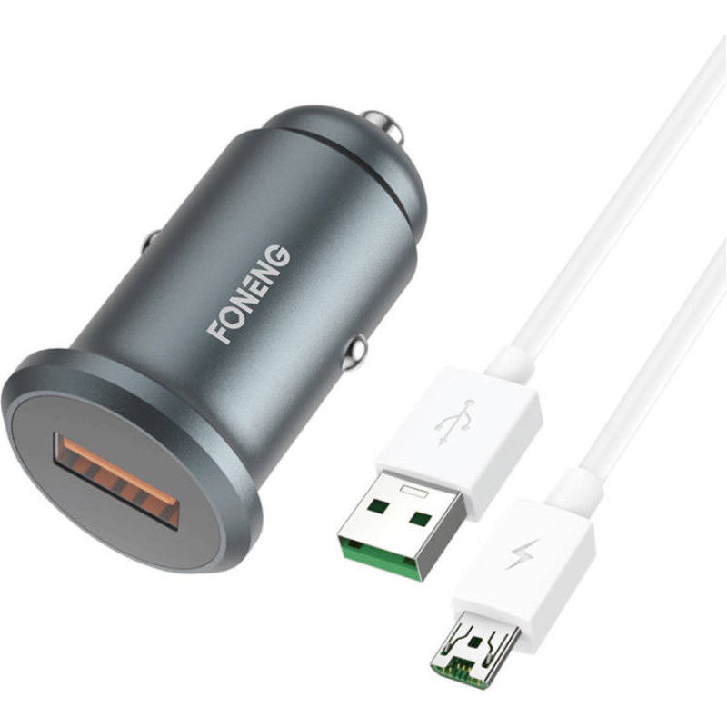 Foneng Car charger Foneng C15, USB, 4A + cable USB to Micro USB (grey)