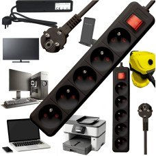 Bounn Listwa zasilająca Bounn BOUNN listwa zasilaj&Auml;ca antyprzepi&Auml;ciowa 5 gniazd 5 m czarna 16A