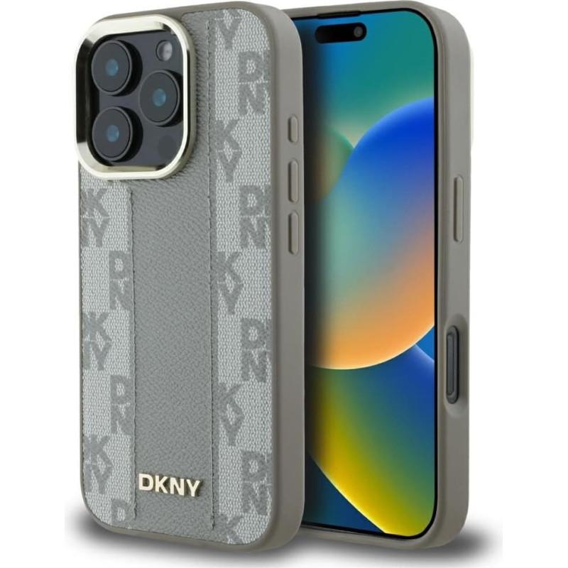 Dkny Etui DKNY Checkered Pattern Magsafe do   iPhone 16 Pro Max beżowy