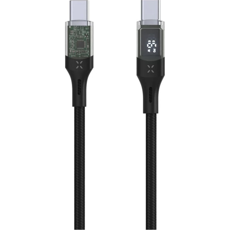 Fixed | Cable USB-C/USB-C with display, PD support, 2m, USB 2.0, 100W | FIXDD-CC2-BK