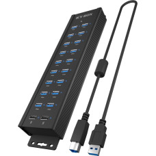 Raidsonic | 20-in-1 USB HUB with power supply, on/off button and mounting brackets | IB-HUB1720-U3
