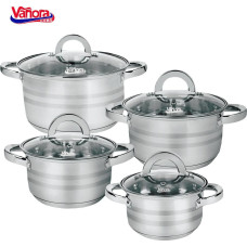 Ēdiena gatavošanas komplekts nerūsējošā tērauda ar pretpiedeguma pārklājumu 8 daļas VN-HJ-8PCS VANORA
