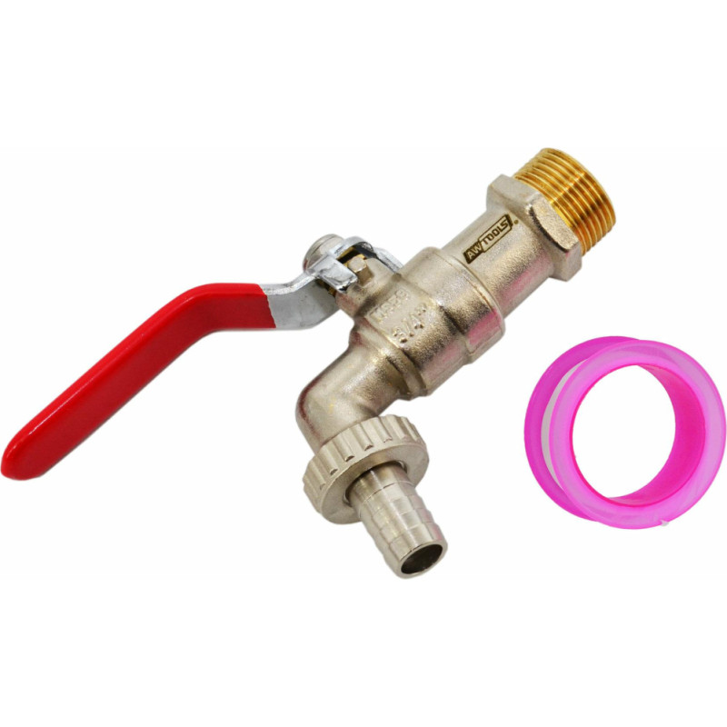 Awtools AW GARDEN LEVER TAP 1/2" GZ 3/4"/ BRASS NICKEL-PLATED