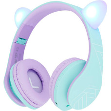 Powerlocus P2 Cats Ears Wireless Headphones for Kids (blue and purple)