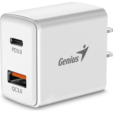 Genius Ładowarka Genius GENIUS nab&iacute;ječka PD-20AC, 20W, rychl&eacute; nab&iacute;jen&iacute;, USB-C PD3.0, USB-A QC3.0, b&iacute;l&aacute;