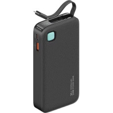 Usams Powerbank Usams USAMS Powerbank ze zwijanym kablem Retractable Lightning 10000 mAh PD 20W Fast Charge XY Series czarny/black 10KCD22501 (US-CD225)