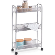Zeller Wielofunkcyjny mobilny organizer do kuchni lub łazienki, 3 siatkowe półki , 4 kółka, materiał metal, marki Zeller