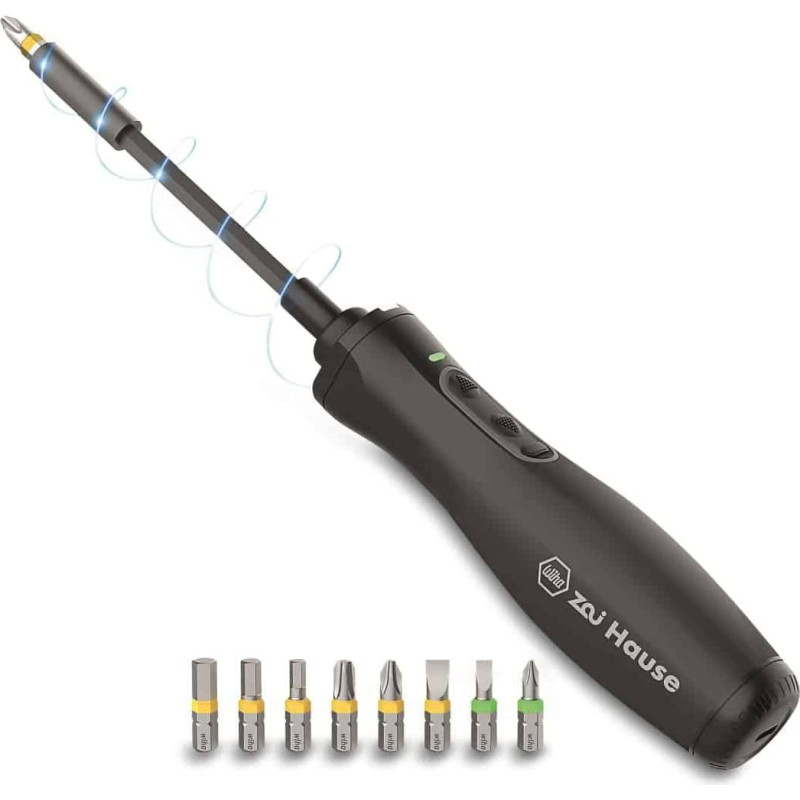 Wiha Zai home e-screwdriver, screwdriver (black, Li-Ion battery 3.6V 1.5Ah, 8 bits and extension)