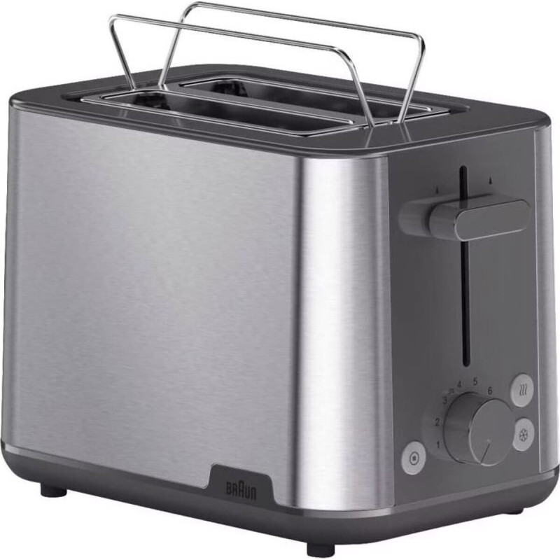 Braun Household Toaster PurShine HT 1510 GY (stainless steel/grey, 900 watts, for 2 slices of toast)
