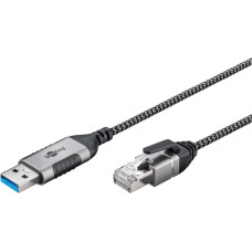 Goobay Ethernet adapter cable USB-A 3.2 Gen1 > RJ-45 (black/grey, 5 meters)
