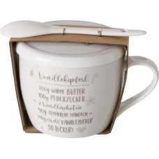 Boltze Porcelanowy kubek z pokrywką i łyżeczką, BAKERY, 600 ml