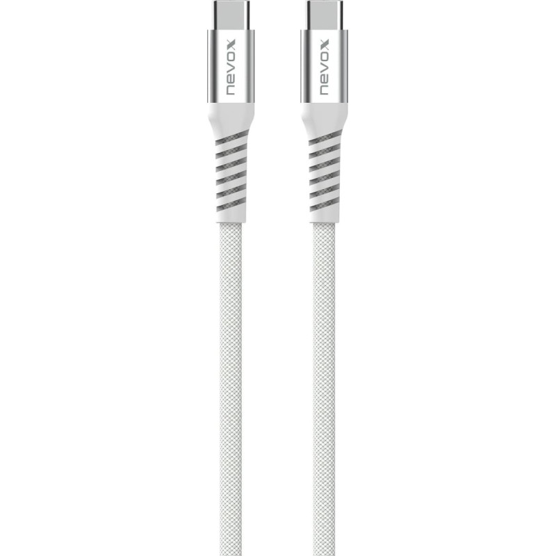 Nevox USB 2.0 cable, USB-C male > USB-C male 48V / 5A (white, 2 meters, PD 3.1, charging with up to 240 watts, magnetically retractable)