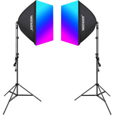 Neewer Kit Neewer NK800 two softboxes + bulbs RGB 24W 2700-6500K + tripods + barndoors