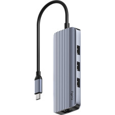Cudy UH606 huby i koncentratory USB 3.2 Gen 1 (3.1 Gen 1) Type-C 5000 Mbit/s Szary, Srebrny