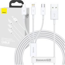 Baseus USB cable 3in1 Baseus Superior Series, USB to micro USB / USB-C / Lightning, 3.5A, 1.2m (white)