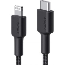 Aukey Cable CB-CL03 Black nylon Lightning-USB C | 2m | USB Power Delivery USB-PD | certificate MFi Apple