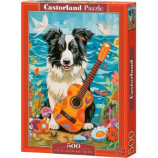 Castor Puzzle 500 elements Dog Collie Guitar and the Sea