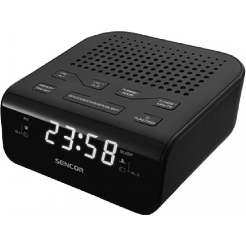 Sencor SRC 136 B Radiobudzik, wyświetlacz LED, prog. 20 stacji FM