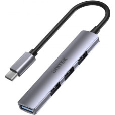 Unitek HUB USB-C; 3x USB-A 2.0 1x USB-A 5 Gbps alu