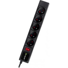 Tracer Power strip PowerGear 3,0m Black 5 sockets