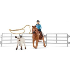 Schleich Figures set Cowgirla and Lasso Catching Farm World