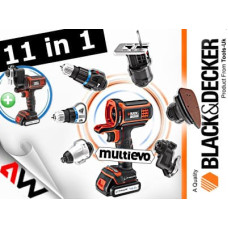 Black+Decker MULTIEVO DAUDZFUNKCIONĀLAIS INSTRUMENTU KOMPLEKTS MT218KB AR SKRŪVGRIEŽA GALVAS KORPUSU