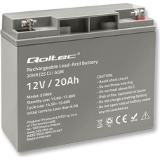 Qoltec AGM battery 12V 20Ah, max. 300A