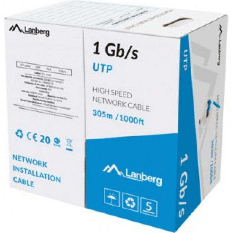 Lanberg LAN cable UTP 1GB/S 305M CCA wire blue